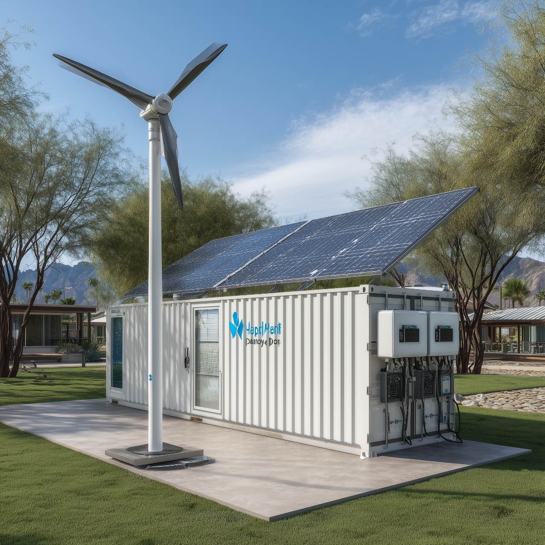 Modular solar, battery storage and wind microgrid unit